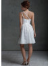 Ivory Lace One Shoulder Short Bridesmaid Dress